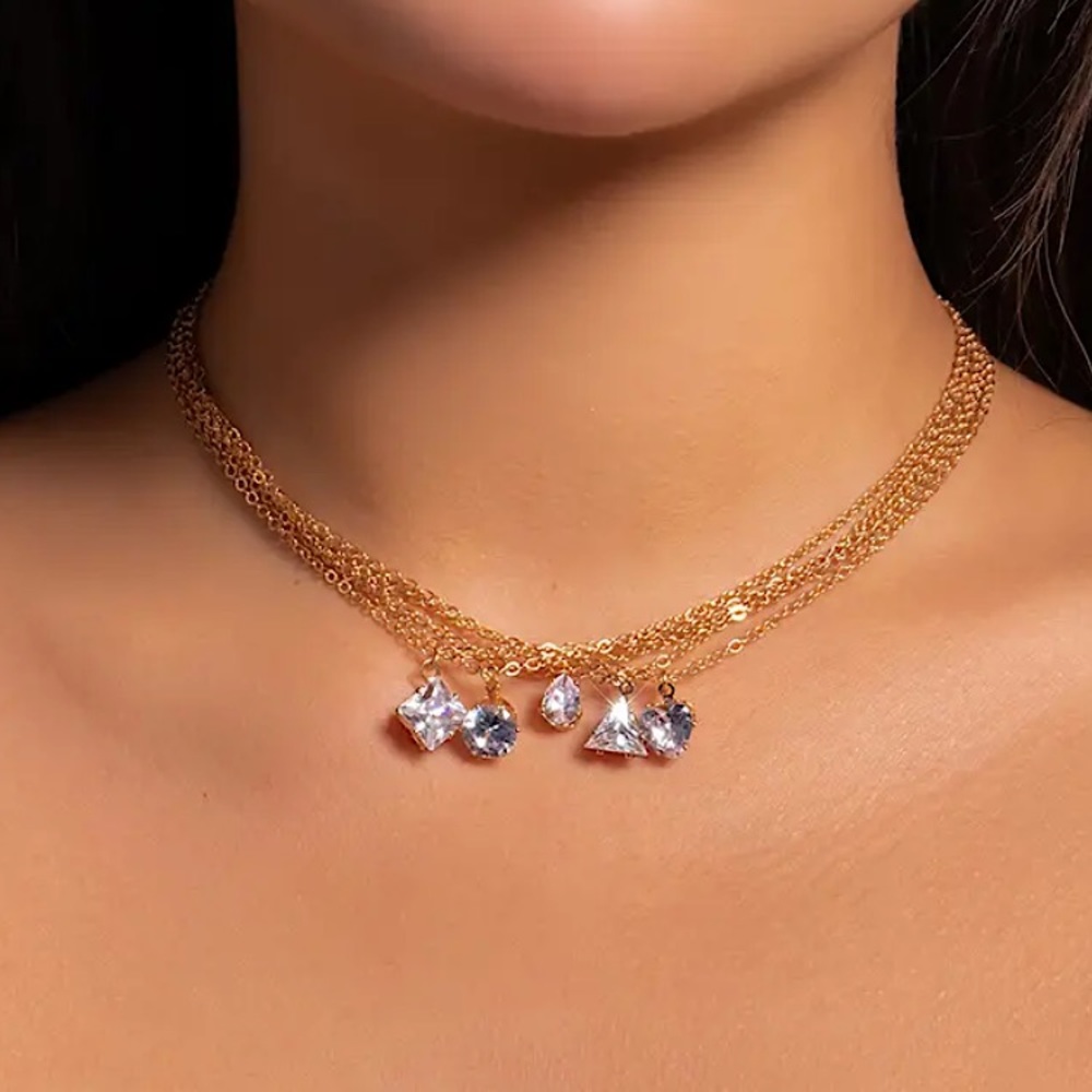 ⚜️𝟯𝟬%𝗢𝗙𝗙 𝗯𝘂𝗻𝗱𝗹𝗲𝘀 𝟯+⚜️ NEW CZ 5 Delicate Necklaces Set - Picture 4 of 13